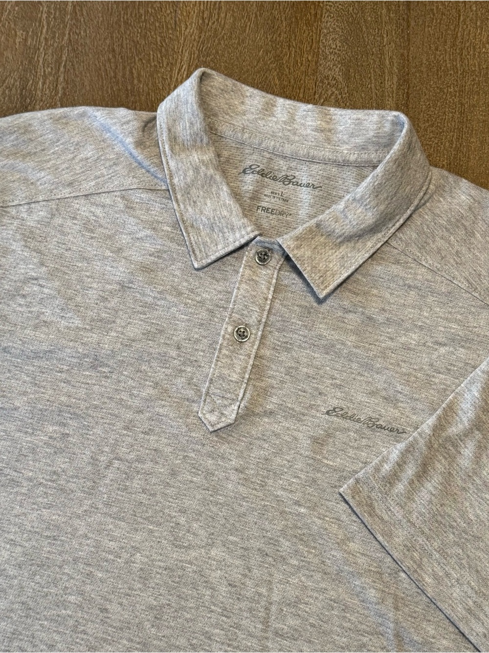 Eddie Bauer Men’s Short Sleeve Polo Top Freedry Gray Size Large